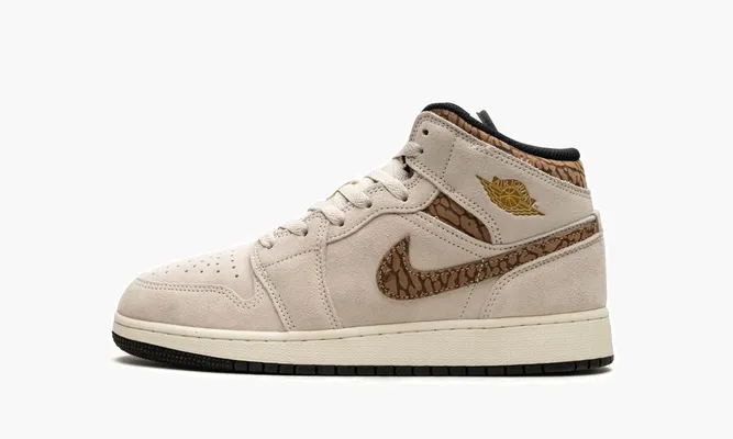 Кроссовки Air Jordan 1 Mid SE GS «Brown Elephant» бежевый