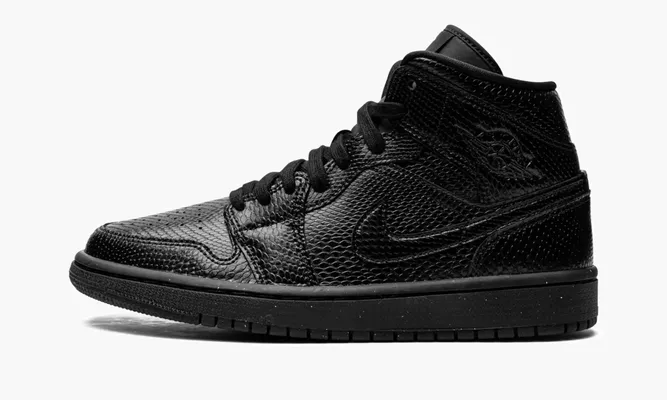 Кроссовки Air Jordan 1 Mid WMNS «Black Snakeskin» черный