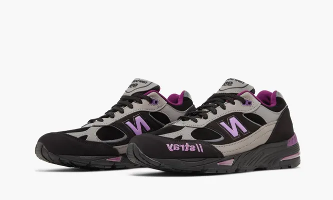 Кроссовки Stray Rats x New Balance 991 Made in England «Black Purple» фиолетовый