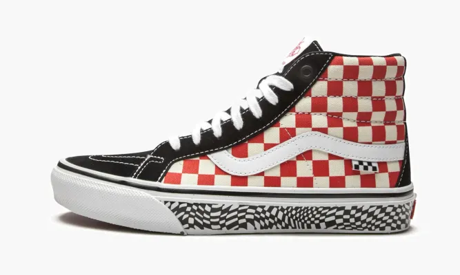 Кроссовки Vans Skate Sk8-hi Reissue «Grosso '84 - Checkerboard» черный,красный