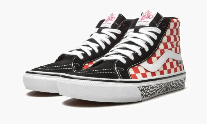 Кроссовки Vans Skate Sk8-hi Reissue «Grosso '84 - Checkerboard» черный,красный