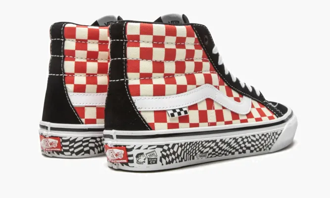 Кроссовки Vans Skate Sk8-hi Reissue «Grosso '84 - Checkerboard» черный,красный