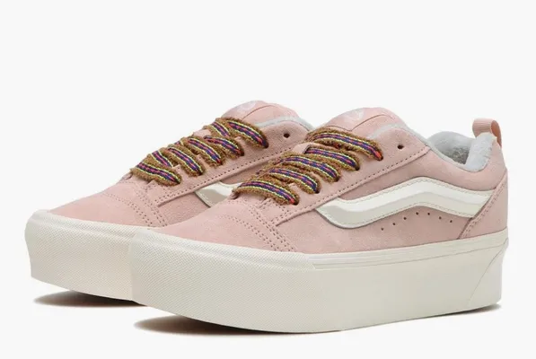 Кроссовки Vans Knu Stack «Pink Multi-Color Laces» розовый