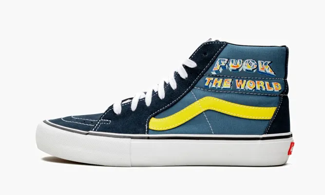 Кроссовки Vans Sk8-hi Pro «Supreme - F*ck The World - Navy» синий