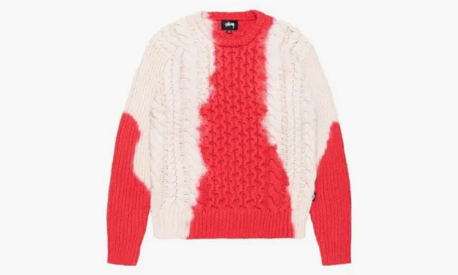 Одежда Stussy FW23 Tie Dye Fisherman Sweater Red белый,красный