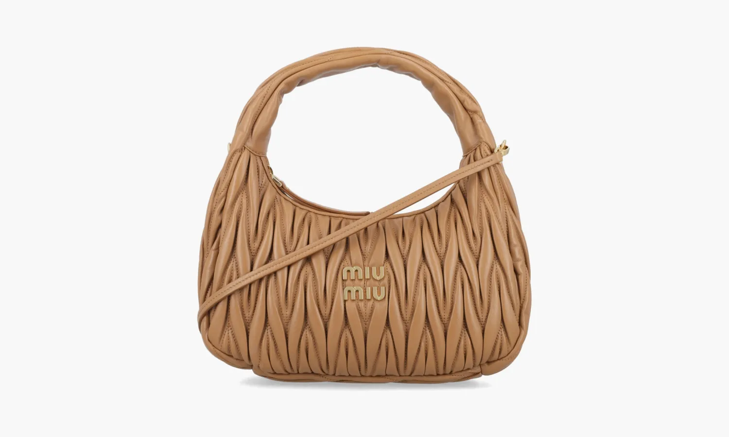 Miu Miu Wander Matelasse Nappa Leather Hobo Bag «Caramel»
