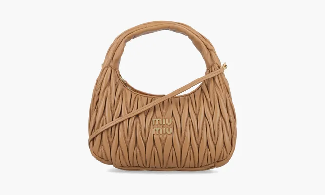 Сумки Miu Miu Wander Matelasse Nappa Leather Hobo Bag «Caramel» коричневый