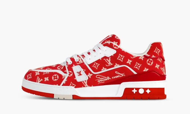 Кроссовки Louis Vuitton Trainer «Red Monogram Textile» красный