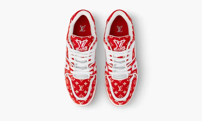 Кроссовки Louis Vuitton Trainer «Red Monogram Textile» красный