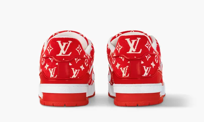 Кроссовки Louis Vuitton Trainer «Red Monogram Textile» красный