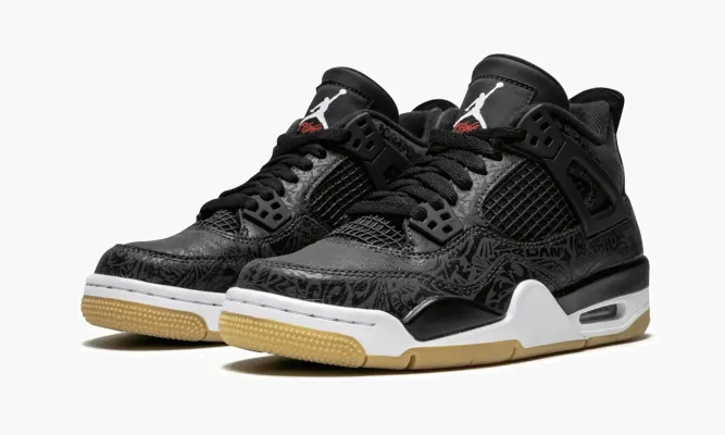 Кроссовки Air Jordan 4 Retro SE GS «Laser Black / Gum» черный