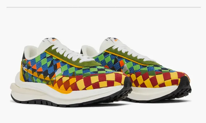 Кроссовки Nike Jean Paul Gaultier X Sacai X Orange Vaporwaffle Woven «Multicolor» зеленый