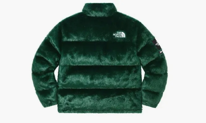Одежда Supreme X The North Face Faux Faur Nuptse Jacket Green зеленый