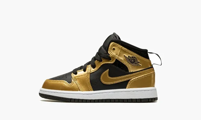 Для самых маленьких Air Jordan 1 Mid SE PS «Metallic Gold» черный