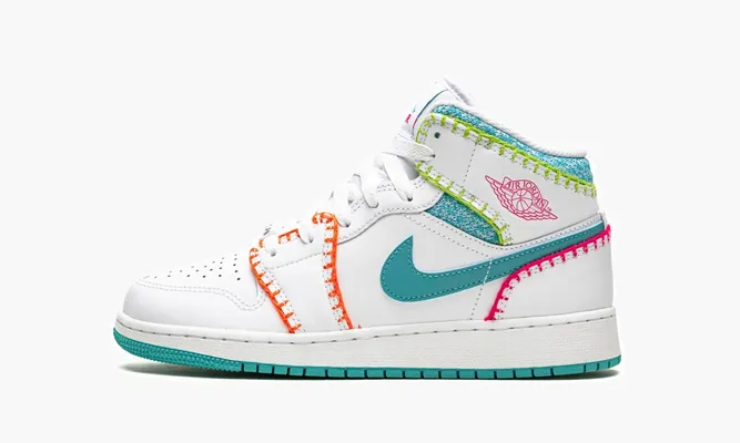 Кроссовки Air Jordan 1 Mid GS «Multi Knit» белый