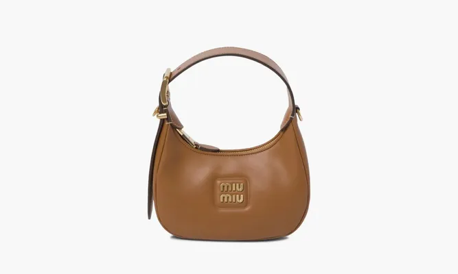 Сумки Miu Miu Wander Leather Mini Hobo Bag «Caramel» коричневый