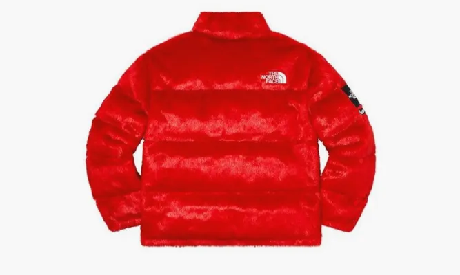 Одежда Supreme X The North Face Faux Faur Nuptse Jacket Red красный