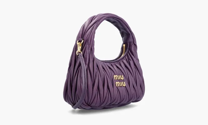 Сумки Miu Miu Wander Matelasse Nappa Leather Hobo Bag «Violet» фиолетовый