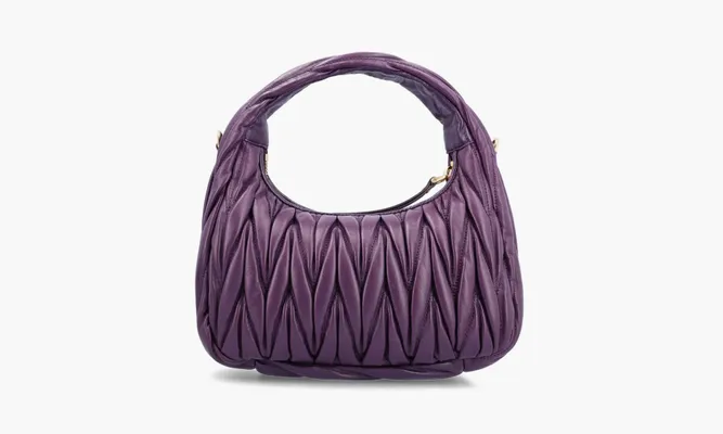 Сумки Miu Miu Wander Matelasse Nappa Leather Hobo Bag «Violet» фиолетовый
