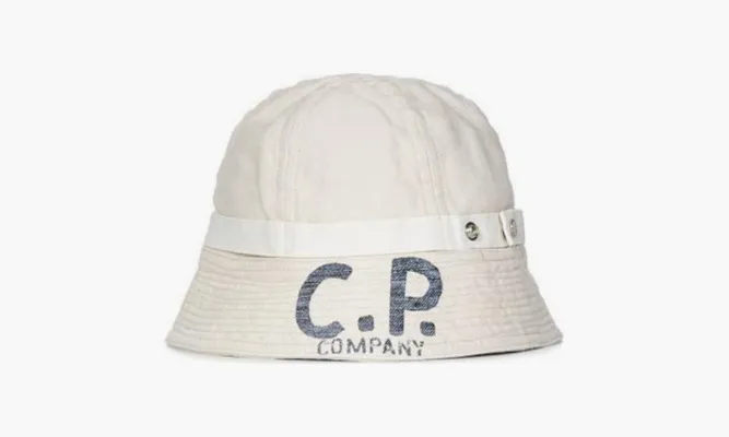 Аксессуары C.P. Company Logo Print Cotton Bucket Hat «White» белый