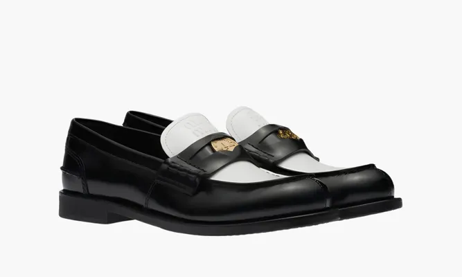 Обувь Miu Miu Leather Loafers «White Black» белый