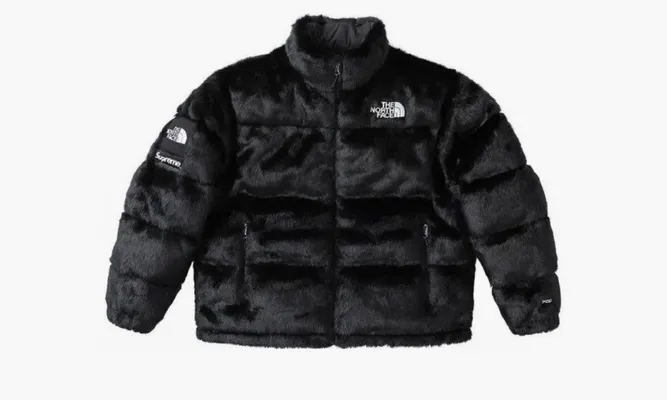 Одежда Supreme X The North Face Faux Faur Nuptse Jacket Black черный