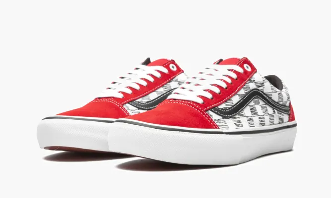 Кроссовки Vans Old Skool Pro «Sketched Checkerboard» красный,белый