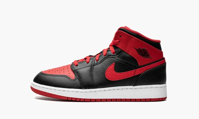 Кроссовки Air Jordan 1 Mid GS «Alternate Bred» черный