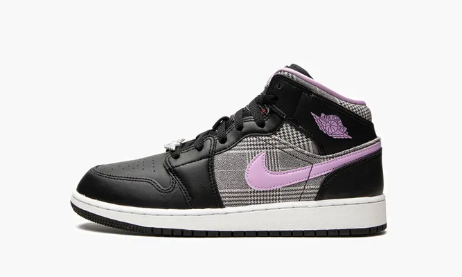 Кроссовки Air Jordan 1 Mid GS «Houndstooth» черный