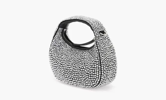Сумки Miu Miu Wander Satin And Silk Mini Hobo Bag With Syntentic Crystals «Black» черный