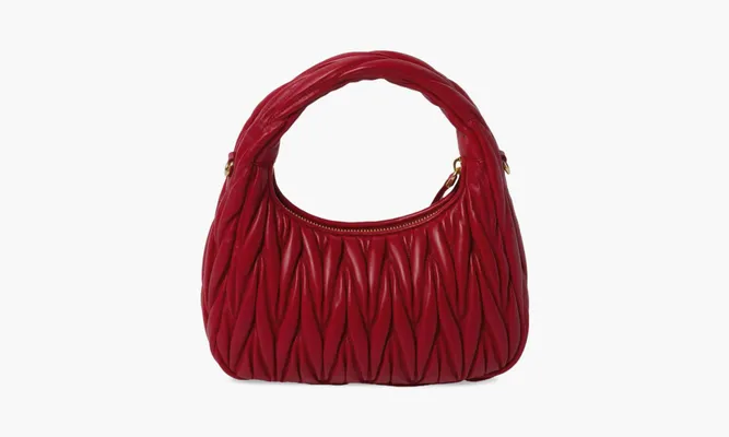 Сумки Miu Miu Wander Matelasse Nappa Leather Hobo Bag «Red» красный