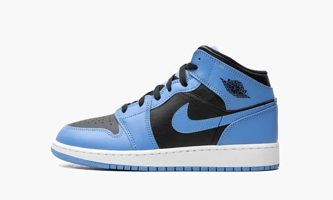 Кроссовки Air Jordan 1 Mid GS «University Blue» черный