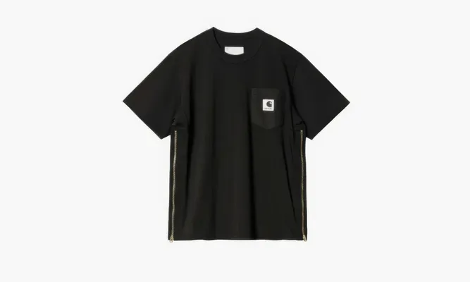 Одежда Sacai X Carhartt T-shirt Golden Zip «Black» черный