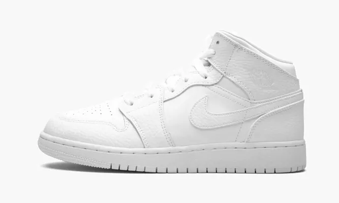 Кроссовки Air Jordan 1 Mid GS «Triple White» белый