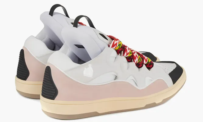 Кроссовки Lanvin Leather Curb White Black белый