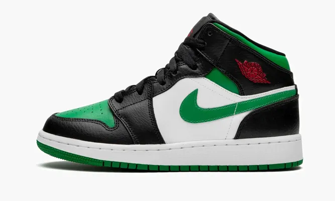Кроссовки Air Jordan 1 Mid GS «Green Toe» черный