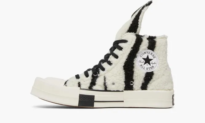 Кроссовки Rick Owens X Converse Chuck Taylor Drkshdw «Sherpa Zebra Print» белый