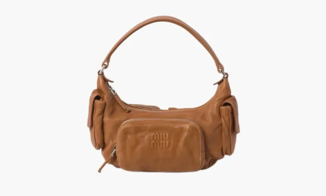 Сумки Miu Miu Pocket Nappa Leather Bag коричневый