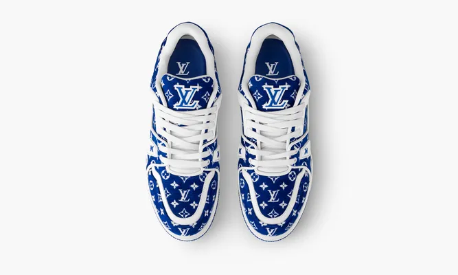 Кроссовки Louis Vuitton Trainer «Blue Monogram Textile» синий