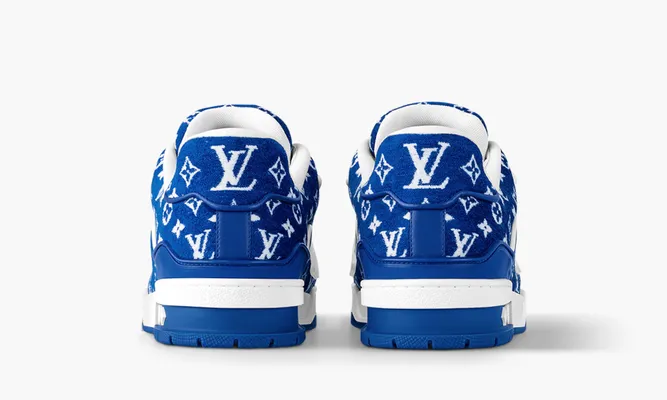 Кроссовки Louis Vuitton Trainer «Blue Monogram Textile» синий