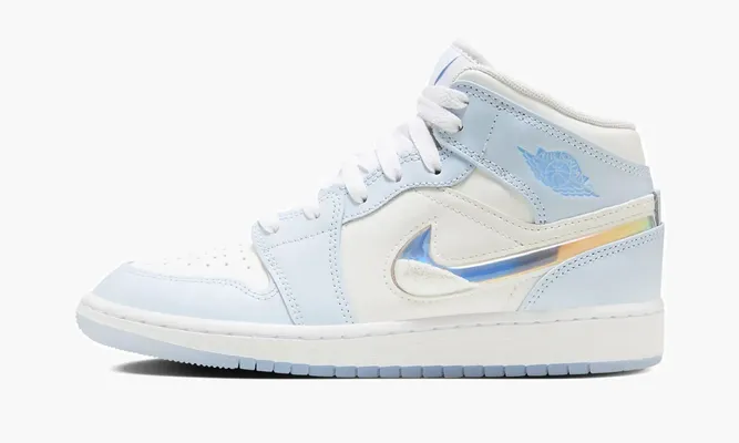 Кроссовки Air Jordan 1 Mid SE GS «Glitter Swoosh» синий