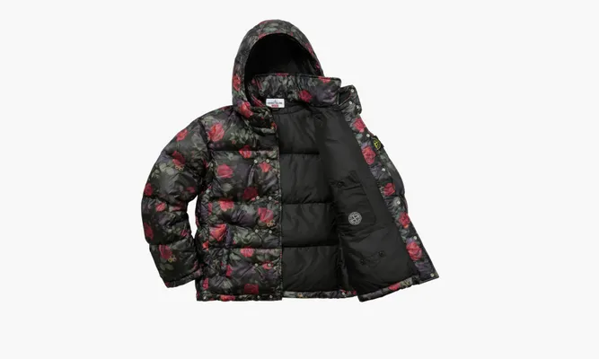 Одежда Supreme Stone Island Lamy Cover Stampato Puffy Jacket «Black» черный