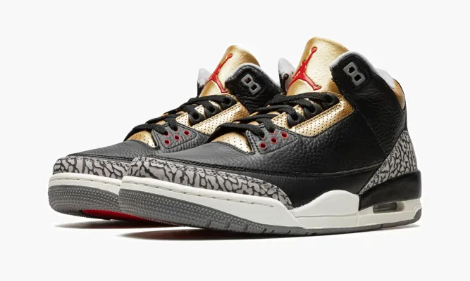 Кроссовки Air Jordan 3 WMNS «Black Cement Gold» бежевый
