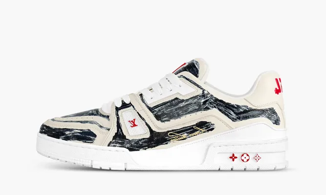 Кроссовки Louis Vuitton Trainer Colored In «White Black» черный
