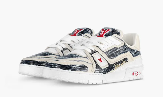 Кроссовки Louis Vuitton Trainer Colored In «White Black» черный