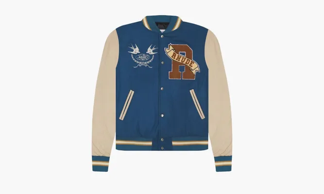 Одежда RHUDE Sparrow Varsity Jacket «Slate / Creme» синий