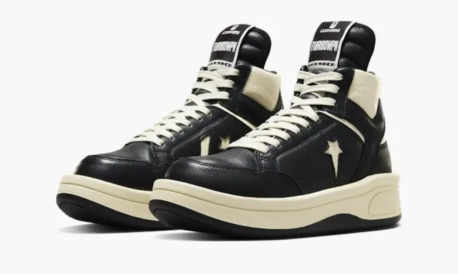 Кроссовки Rick Owens X Converse Turbowpn Mid «Black Cloud Cream» черный