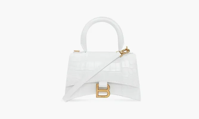 Сумки Balenciaga Hourglass Handdbag Embossed «White» белый