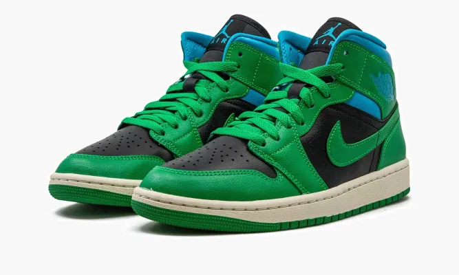 Кроссовки Air Jordan 1 Mid WMNS «Lucky Green Aquatone» черный