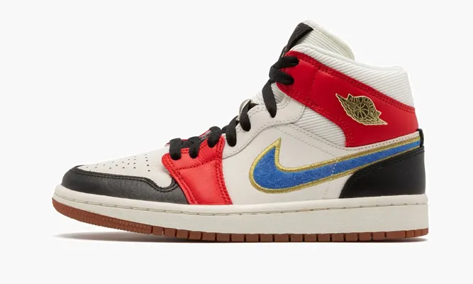 Кроссовки Air Jordan 1 Mid SE WMNS «Letherman» белый
